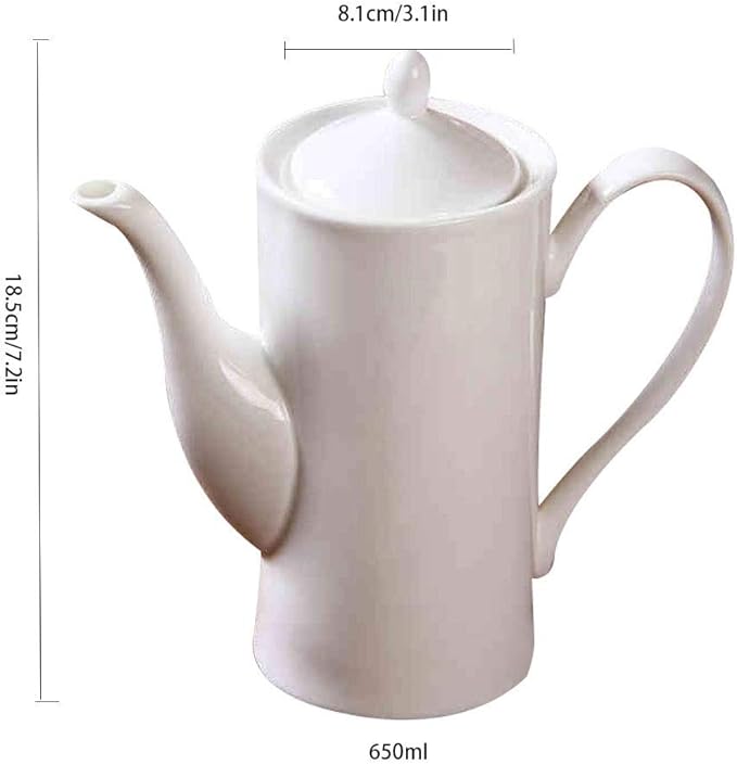 Liudan Coffee Maker Coffee Pot Ceramic Large Capacity Ceramic Coffee Pot Coffee Cup Sugar Bowl Milk Pot Instant 650ml Coffee Press (Color : White)