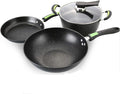 Cooking Pot Pots and PansDie-Cast Aluminum Non Stick Cookware SetHome Kitchen Multifunctional Cooking Frying Pan Pots with Glass Lid and Bakelite Handles3Pcs (A)