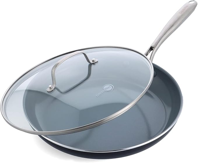 GreenPan Swift Healthy Ceramic Nonstick 12 Piece Cookware Set with 12 Frying Pan and Skillet