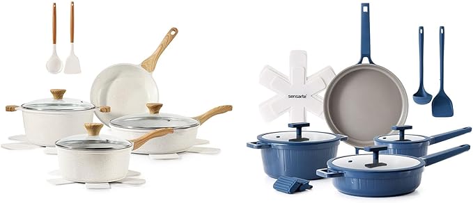 SENSARTE Ceramic Cookware Sets Pots and Pans Set Non stick 13 Piece Induction Cookware 14 Pcs Nonstick Kitchen Cooking Set w/Frying Pans Set Saucepans Set