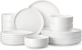 MALACASA Plates and Bowls Sets 18 Pieces Porcelain Dinnerware Sets Dishware Sets Chip Resistant Ceramic Dish Set Dining Dinner Ware Service for 6 White Series LUNA