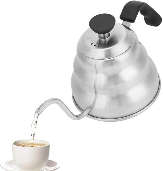Stainless Steel Coffee Kettle Gooseneck Pot Pour Over Coffee Maker Precise Water Control Durable Scratch For Home Bar Shop 304 Stainless Steel 1200ml 1000ml (1200ml)