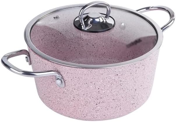 Solid Cookware Set 7 Piece Stainless Steel Nonstick Granite Gas Soup Pot Pan Frying Pan Kitchenware
