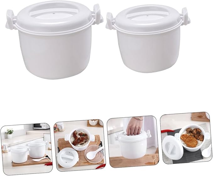 ABOOFAN 2pcs Microwave Rice Cooker Steamer Set Multi-functional Food Container for of Rice Veggies and More Thickened Insulation for Freshness and Flavor