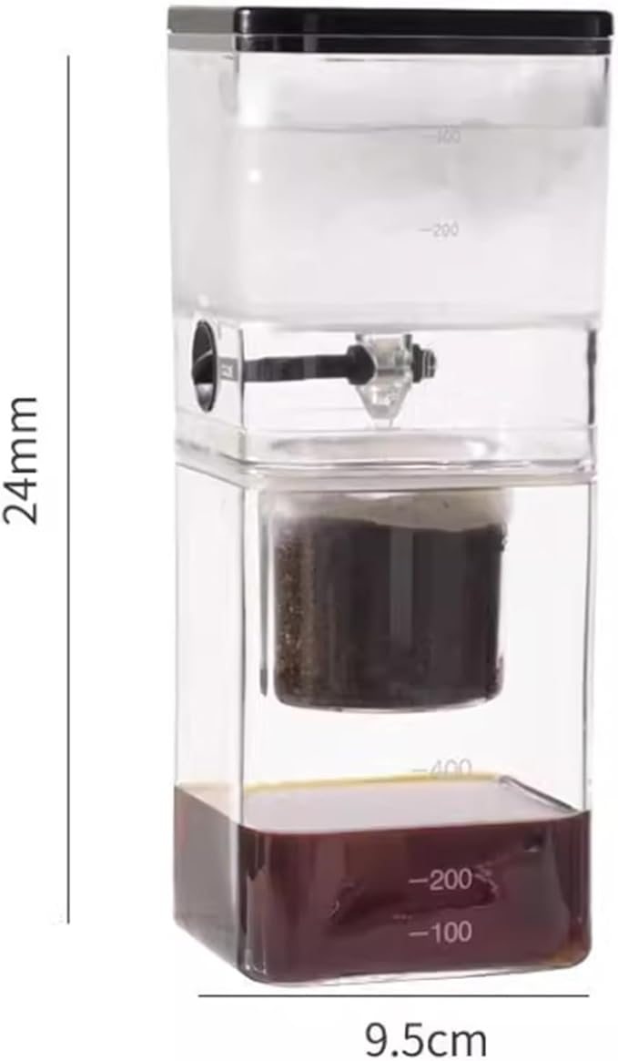 Cold Brew Drip Tower Ice Coffee Maker - Smooth Brew with Adjustable Speed Dripping Stainless Steel Filter 400ml for Home and Office Makes 2-4 Cups