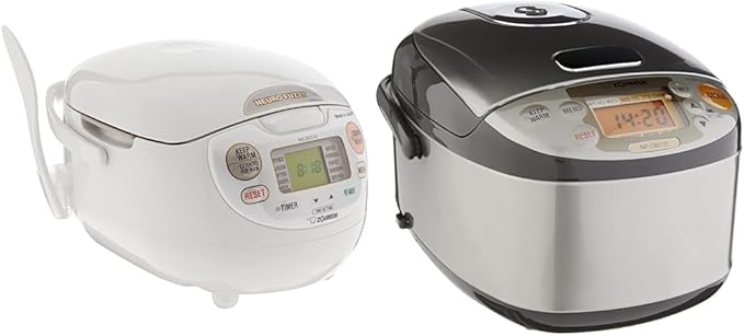 Zojirushi NS-ZCC10 Neuro Fuzzy Cooker 5.5-Cup uncooked rice / 1L White &amp NP-GBC05XT Induction Heating System Rice Cooker and Warmer 0.54 L Stainless Dark Brown