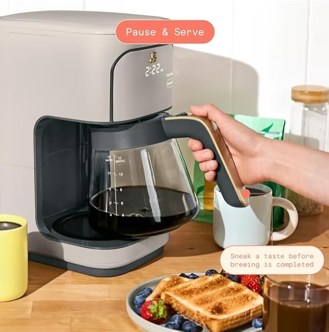 Beauti Coffee Maker 12 cup Programmable Brewing Versatility Advanced Programming 1200 W Keep Warm mode (Porcini Taupe)