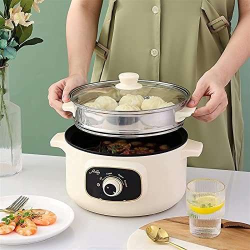 Rice Cooker - Rice Cooker with Steamer Basket 110V Electric Skillet Multi-Functional Rice Cooker Food Steamer Nonstick Personal Hot Pot with Lid Home Steam Simmer Stir Fry Griddle