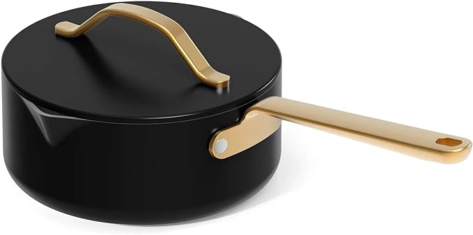 Nonstick Ceramic Cookware Set (12 Piece) Pots Frying Pans Lids and Kitchen Storage Oven Safe Pan Set &amp Compatible with All Stovetops - (Black Sesame)