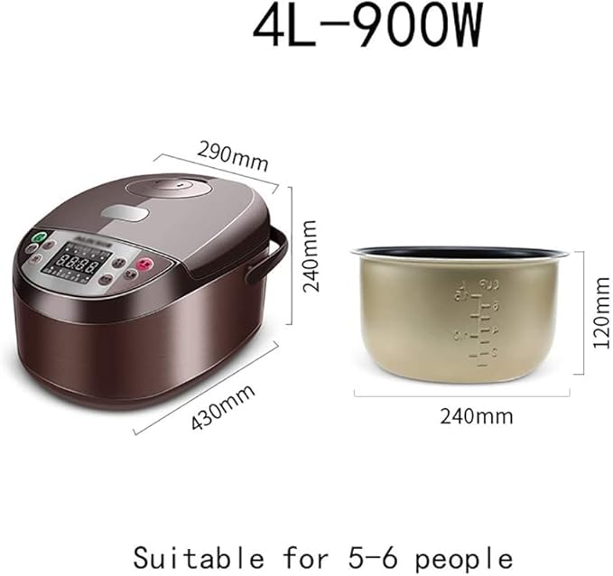 Rice Cooker Household 4L-900W 8 Function Menus 24-hour Appointment Smart Insulation With Steamer Suitable For 4-6 People