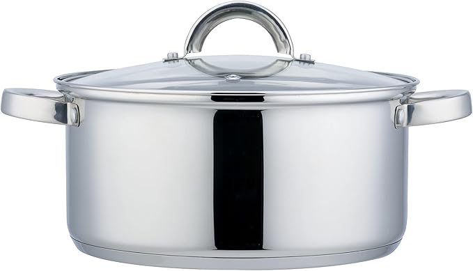 Switzerland 7 Stainless Steel AISI 430 7-Piece Cookware Set with Tempered Glass Lids with Valve - Suitable for Gas Electric Ceramic and Induction Cookers
