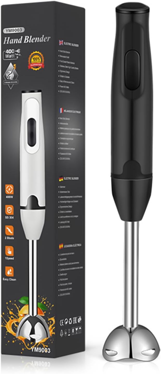 Hand Blender | Electric Immersion Mixer 400w with Rod Portable Hand Blender | for Coffee Milk Kitchen Soup Puree Food Pastry