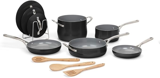 Cuisinart Culinary Collection 12-Piece Pots and Pans Set PURELYCERAMIC Nonstick Black