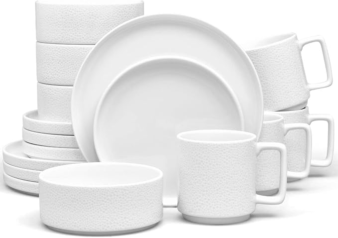 Noritake ColorTex Stone White 16-Piece Dinnerware Set Service for 4