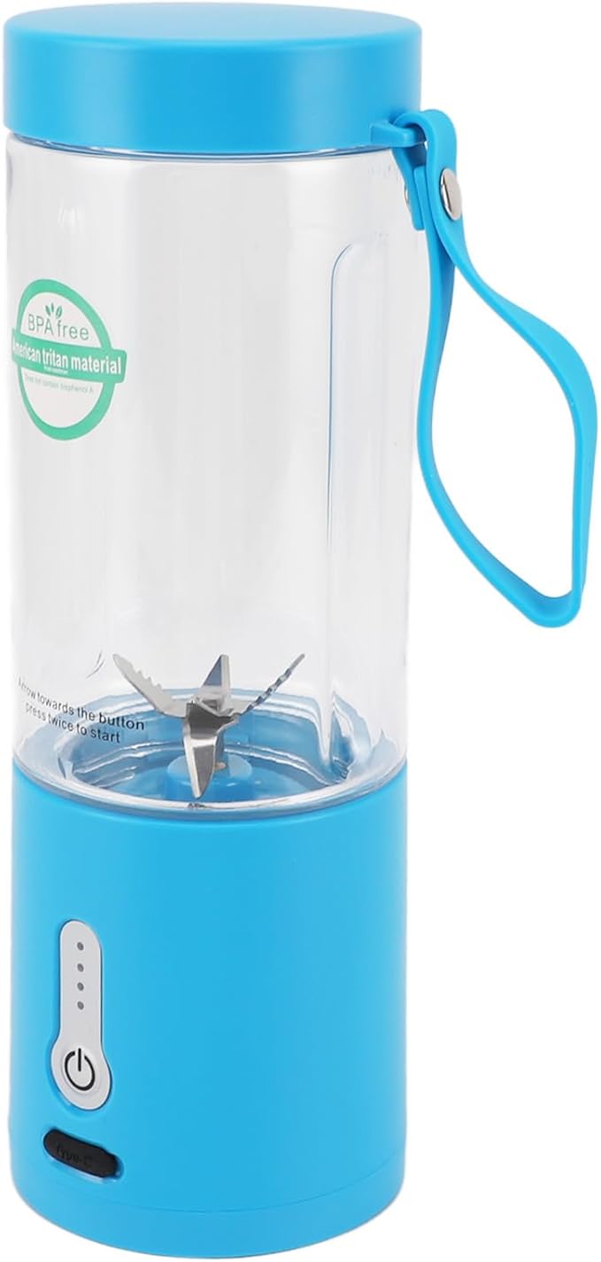 GLOGLOW High Speed Blending 20000RPM 6 Stainless Steel Blades USB Rechargeable Battery 530ml Electric Juicer Cup for Home Office Travel Camping with Portable Handle Design