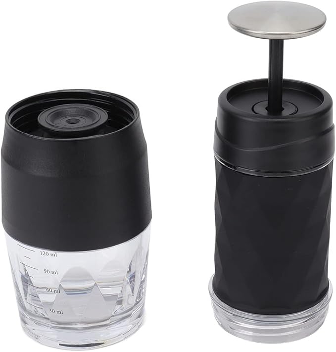 Maual Hand Coffee Maker Portable Travel Coffee Machine Compatible Ground Coffee and Coffee Capsule for Camping Hiking Fishing Picnicking(Black)
