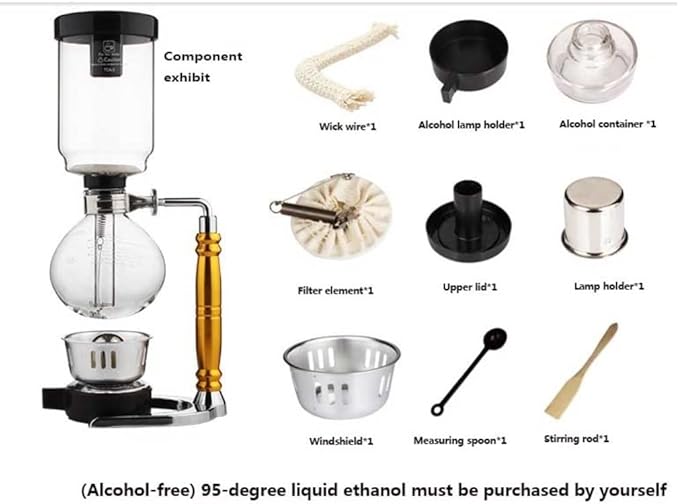 Grafken Vacuum Siphon Coffee Maker 3-5 Cup Capacity Black