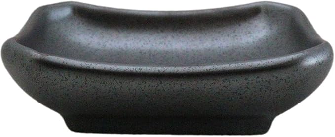 Ebros Gift Iron Black Clay Underglaze Technique Tetsu Kesho Porcelain Dinnerware Kitchen Set Asian Japanese Restaurant Supply (Pack Of 6 Rectangle Condiment Sauce Dishes 2oz)