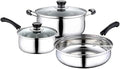 Cookware Set Pots and Pans Set 3 Pcs Cooking Pot Frying Pan Stainless Steel Cookware Set Soup Pot Milk Pan with Glass Lid Kitchen Cooking Tool Cooking Pot Set Cooking Pan Set