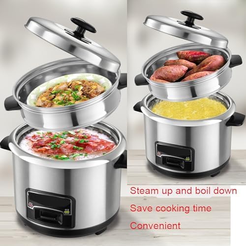 Rice Cooker and Steamer with Keep Warm Function 304 Stainless Steel Liner Includes Spatula and Measuring Cup for 1-11 People(5L)