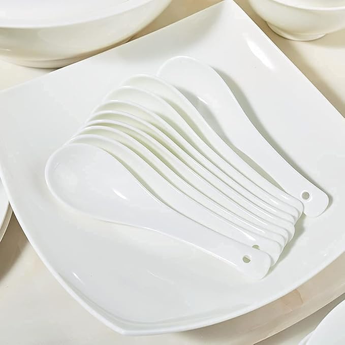 Dinnerware Sets - Luxury Gift Dishes Service Set Pure White Dinnerware Set Bone China Dishes and Dishes Set Ceramic Soup Bowl Dishwasher Microwave Safe for 10 People