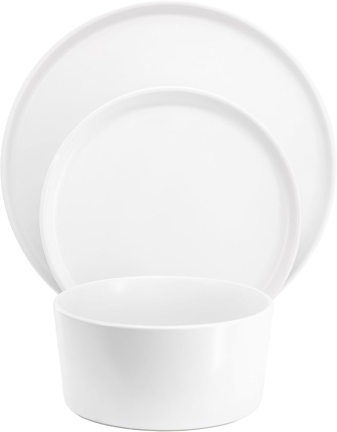 Elama Josh 18 Piece Round Stoneware Dinnerware Set Tableware Set Service for 6 (White)