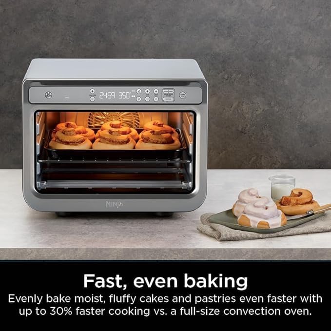 Ninja Prestige Smart XL with Pro Cook System 10-in-1 Air Fry Digital Countertop Convection Toaster Oven with Air Fry Broil &amp Bake Pro Cook Thermometer 1800 Watts Stainless Steel DT551 (Renewe
