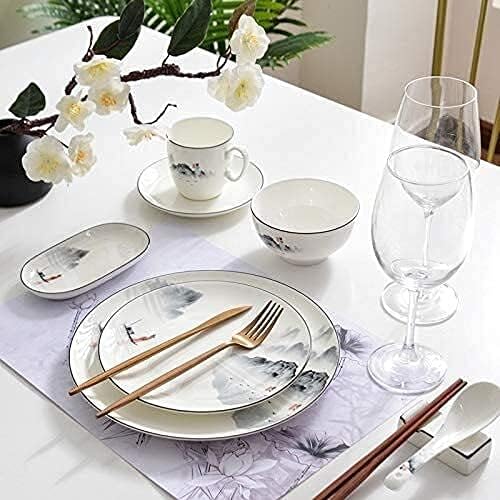 Dinnerware Sets Dish Set Chinese Bone China Tableware Set Service For 1 People Kitchen Dinner Serving White