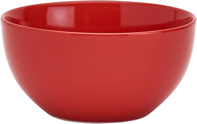 Tabletops Gallery 12-Piece Camila Patterned Ceramic Dinnerware Set of Kitchen Dishes Dinner Plates Cereal Bowls Service for 4 Red