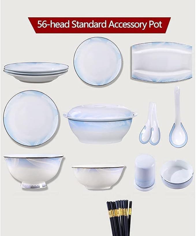 Dinnerware Set Dinner Party Tableware Service Set 56/60PCS Ceramic Dinnerware Set Bone China Tableware Dishes Plates Ceramic Combination Dinner Service Set Diner Set56 Pieces