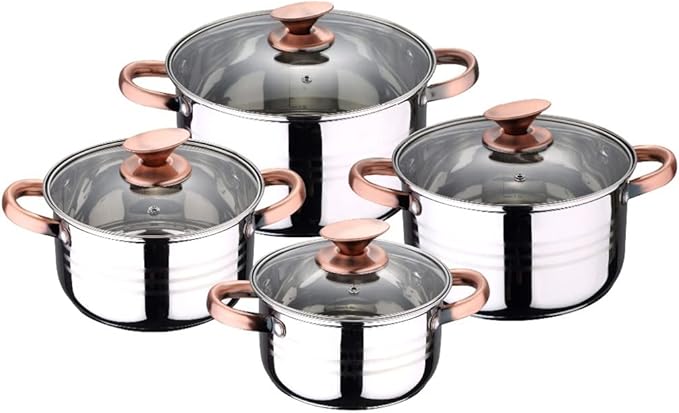 Cookware Cookware Set with Glass Lid Bottom Stainless Steel Body Saucepan for Household