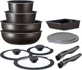 Iris Ohyama EHDC-S12S DIAMOND COAT PAN TERA Frying Pan Set with Removable Handle 12-Piece Set Uses Strongest Non-Stick Coating Deep Frying Pan Set Non-Scorching Rustless 3-Layer Construction