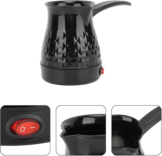 Portable Turkish Coffee Pot - 600ml Electric Coffee Pot ABS and Stainless Steel Americano Kettle/Maker with Removable Anti Scald Handle for Heating Coffee Tea Milk5-6 Cups