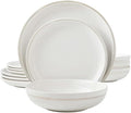 12 Piece Stoneware Dinnerware Dinner Set Plates and Dishes Kitchen Family Dinner Party Dinnerware Set