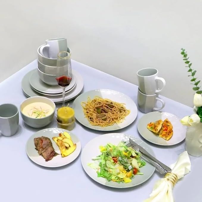 16 Piece Stoneware Dinnerware Set Dinnerware Set for 4 Plates and Bowls Sets Plates Bowls Cups