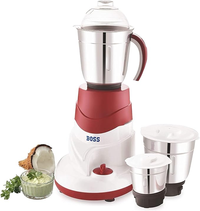 Boss All Time Plus Mixer Grinder 110V 750 Watts 3 Stainless Steel Jar (Red)