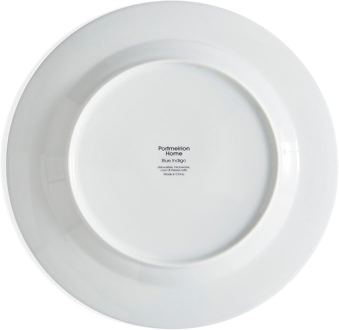 Portmeirion Home Collection 16 Piece Dinnerware Set - Blue Indigo Mix &amp Match Designs Porcelain Dinner Plates Salad Plates Bowls &amp Mugs - Microwave Dishwasher &amp Oven Safe Modern Table