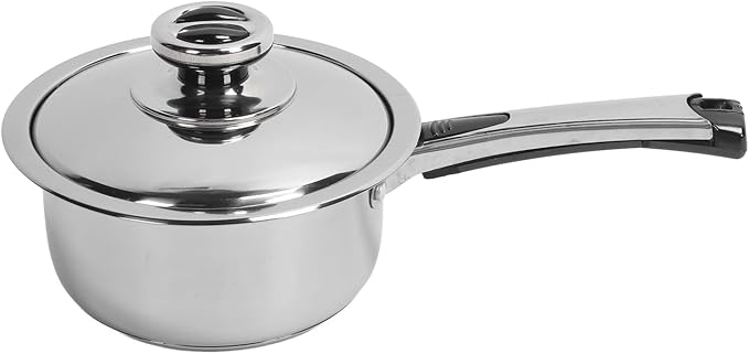 7Pcs Kitchen Pots and Pans Set Non Stick Stainless Steel Cookware Set with Soup Pots Milk Pot with Tempered Glass Lids Dishwasher and Oven Kitchen Utensils Evenly Heats