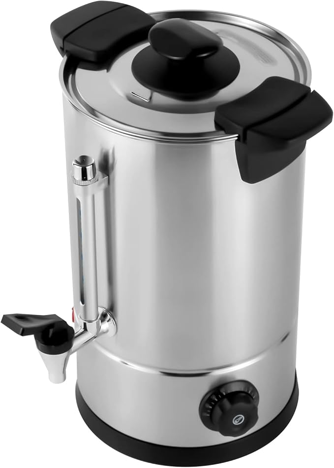 Coffee Maker Machine 110V 1000W Stainless Steel Percolator Coffee Pot Electric Thermostable Electric Percolator Double-Layer Barrel Wall for Chocolate Coffee