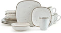 16-pieces Dinnerware Sets Ceramic Dish Set Plates and Bowls for 4 Stackble Bowl Snd Plate