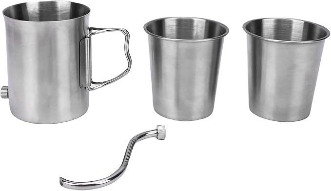Coffee Maker Foldable Stainless Steel Pour Over Dripper with 2 Outdoor Cups Perfect for Camping Trips
