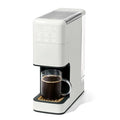 Perfect Grind Single Serve Coffee Maker built-in grinder 6 sizes 3 strengths pod-free reusable filter 64oz reservoir touch display hot &amp iced brew. (White Icing)