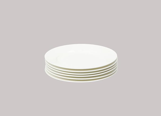 Bone China Rim Shape Elegance White Dessert Plate 6 inch Case of 6