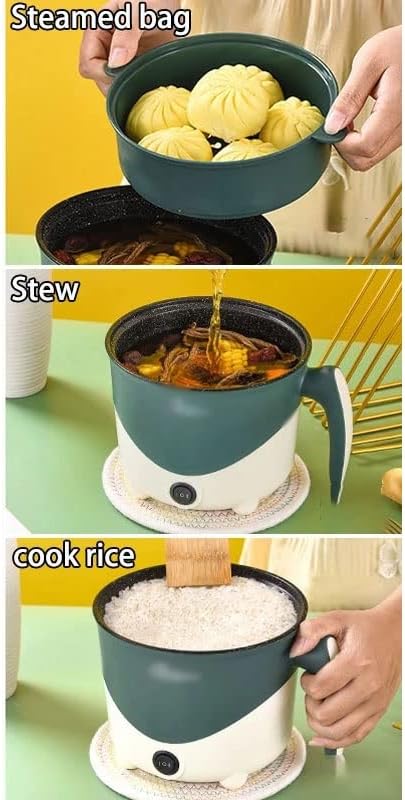 Household Electric Cooking Machine 1-2 People Hot Pot Single/Double Layer Non-Stick Pan Multifunction Electric Rice Cooker (Color : B Size : One Size) (A One Size)