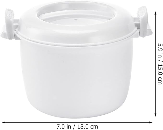 EKsma Microwave Rice Cooker for Small Multifunction Insulated Lunch Box Cookware for Microwave Oven Airtight Food Storage for Rice Veggies and Casseroles(White)