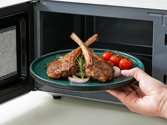 Ceramic Dinner Plates 10.25 Inch Flat Dish Set for 4 Perfect for Family and Entertaining Microwave &amp Dishwasher Safe Dinner Dishes for Steak Sandwiches Pizza Pasta Modern Green