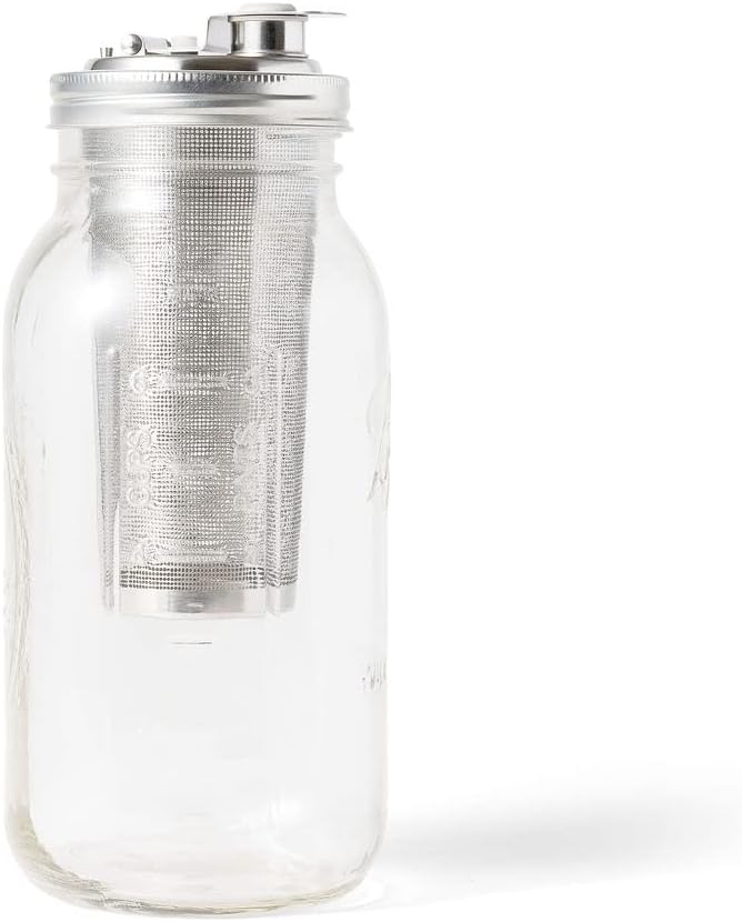 Jarware Cold Brew Coffee Maker and Tea Infuser Lid For Wide Mouth Mason JarsBlack