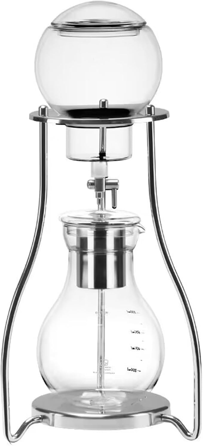 DIY Ice Coffee Brew Tower Ice Drip Coffee Maker with 800ml Glass Pot Stainless Steel Rack Flow Rate Control Valve for Making 6-8 Cup Gift for Coffee Lovers