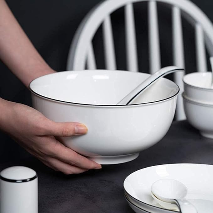 Dinnerware Set Dinner Party Tableware Service Set 38-Piece Bone China Ceramic Dinnerware Set Simple Combi-Set Porcelain Tableware Set of Bowls/Plates/Pot/Spoon