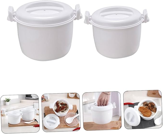 DECHOUS 2pcs Insulated Rice Cooker Set Microwave Rice Cooker Steamer Large Microwave
